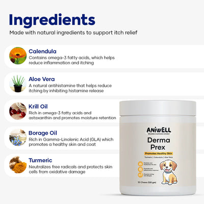 Aniwell DermaPrex: A New Age Natural Formula For Itching, Bald Spots, Inflammation, Paw Licking, & Allergy