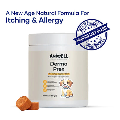 Aniwell DermaPrex: A New Age Natural Formula For Itching, Bald Spots, Inflammation, Paw Licking, & Allergy